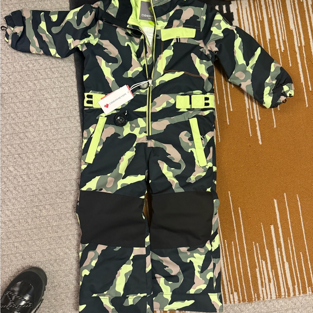 Camouflage Snowsuit with Neon Accents